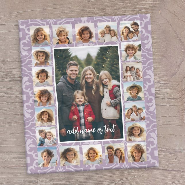 21 Foto Collage and Tile Pattern lila bearbeiten Fleecedecke (A lavender fleece blanket with your photos)