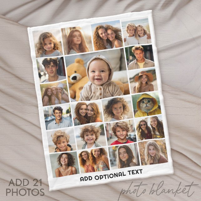 21 Foto-Collage - Benutzerdefinierter Text - Schwa Fleecedecke (Photo Blanket - Fleece)