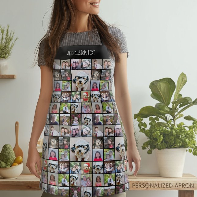 21 Foto Collage Grid All Over mit dem Namen schwar Schürze (Personalized Apron)