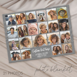 21-Foto-Collage-Raster - 2 Textfelder - grau weiß Fleecedecke