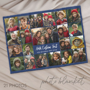 21-Foto-Collage-Raster mit 2 Textfeldern -  Fleecedecke