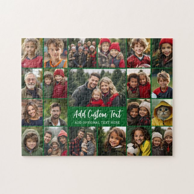 21-Foto-Collage-Raster mit 2 Textfeldern -  Puzzle (Horizontal)