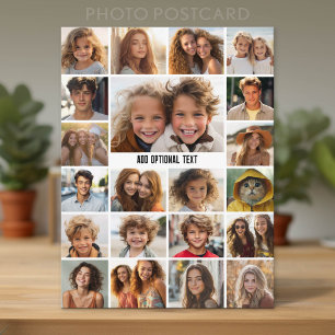 21 Fotocollage - Benutzerdefinierter Text - Schwar Postkarte