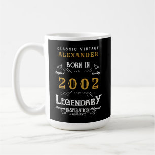 21. Geburtstag 2002 Fügen Sie Ihren Namen Legendar Kaffeetasse