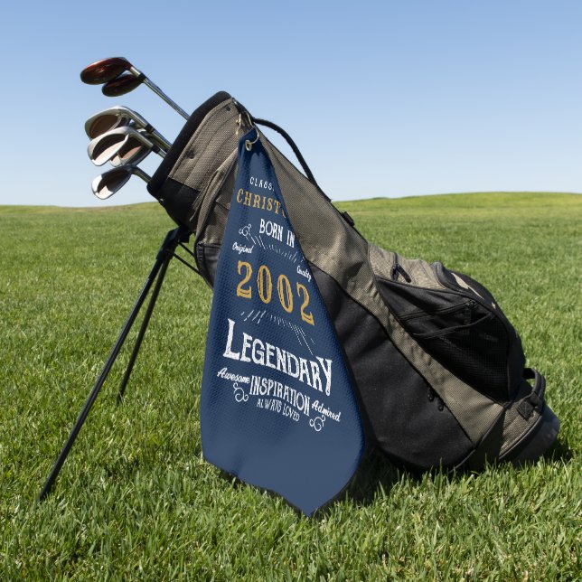21. Geburtstag 2002 Name hinzufügen Retro-Legende  Golfhandtuch (Gras)