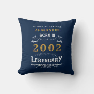 21. Geburtstag 2002 Retro Blau Gold Legendär Kissen