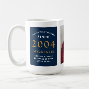 21. Geburtstag 2004 Blue Gold Add Name Foto Grosse Kaffeetasse
