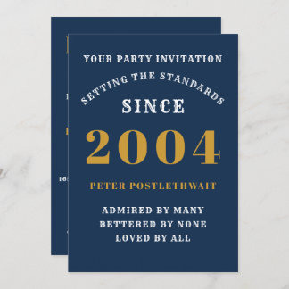 21. Geburtstag 2004 Blue Gold Personalisiert für i Einladung