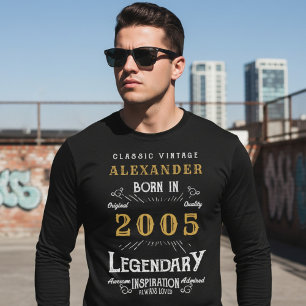 21. Geburtstag 2005 Name hinzufügen Schwarz Gold L T-Shirt