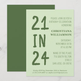 21. Geburtstag 21. Geburtstag 24. Geburtstagsparty Einladung