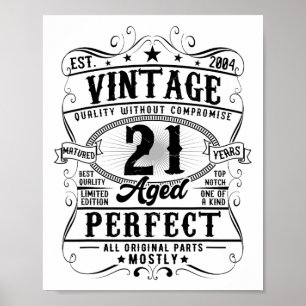21. Geburtstag 21 Jahre alt Vintage Est 2004 Bday  Poster