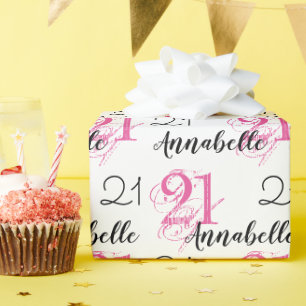 21. Geburtstag 21 Jahre alte rosa Geschenkpapier