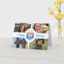 21. Geburtstag 4 Custom Fotos farbenfrohe Cake Can