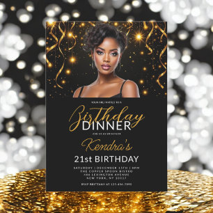 21. Geburtstag Abendessen Gold Black Foto Instagra Einladung