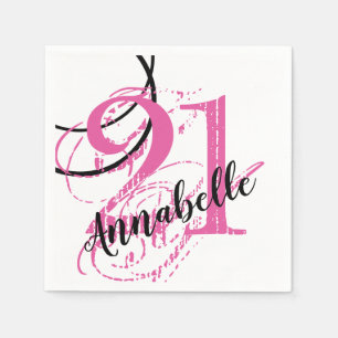 21. Geburtstag Abstrakt rosa Papier Napkins Serviette