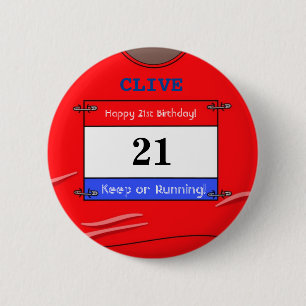 21. Geburtstag Abzeichen für einen Runner (Red Top Button