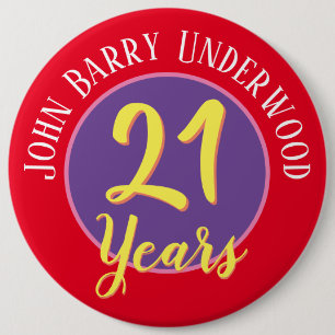 21. Geburtstag Abzeichen zu personalisieren. Button