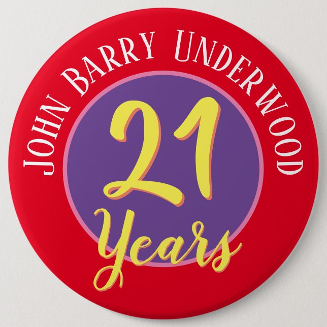 21. Geburtstag Abzeichen zu personalisieren. Button (Vorderseite)