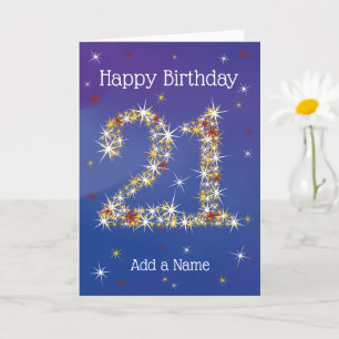 21. Geburtstag - Alter 21 in Sternzahlen - Blau Karte
