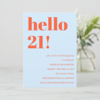 21. Geburtstag Blau Orange Bold Modern Hell
