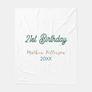 21. Geburtstag blau orange stilvoll boho retro nam Fleecedecke