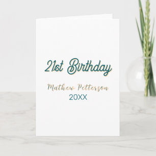 21. Geburtstag blau orange stilvoll boho retro nam Karte