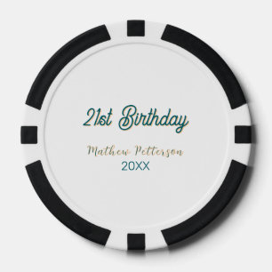 21. Geburtstag blau orange stilvoll boho retro nam Pokerchips