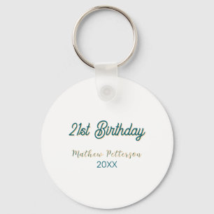 21. Geburtstag blau orange stilvoll boho retro nam Schlüsselanhänger
