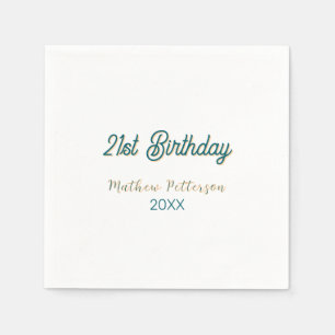 21. Geburtstag blau orange stilvoll boho retro nam Serviette