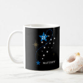 21. Geburtstag Blau und Schwarz Personalisiert Kaffeetasse