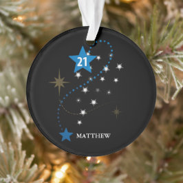 21. Geburtstag Blau und Schwarz Personalisiert Ornament