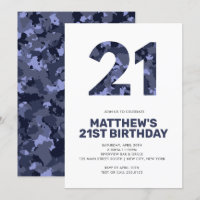 21. Geburtstag, Blaue Camouflage Personalisiert