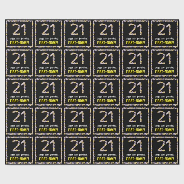 21. Geburtstag: Blumennummer, Individuelle Name, B Geschenkpapier (Saum)
