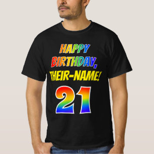 21. Geburtstag — Bold, Fun, Rainbow 21, Individuel T-Shirt