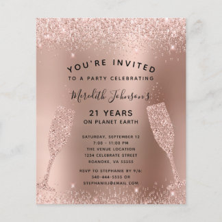 21. Geburtstag Champagner Rose Gold Einladung