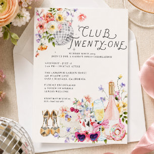 21. Geburtstag Club Twenty-One Garden Disco Einladung