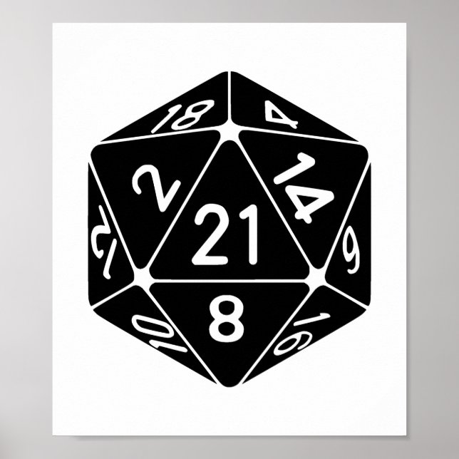 21. Geburtstag D20 Fantasy Gamer Die Poster (Vorne)