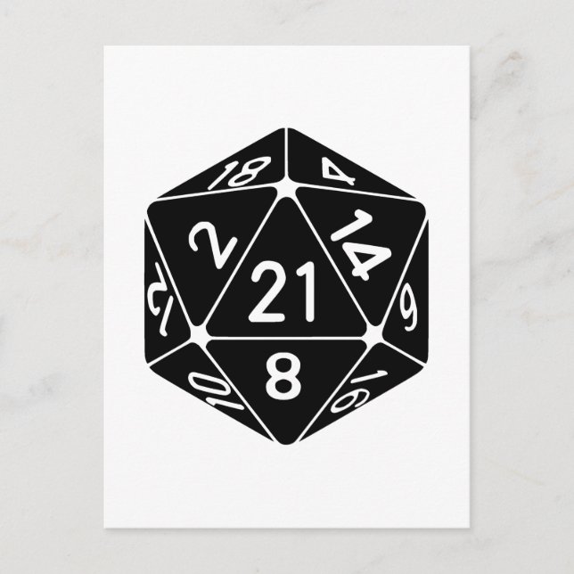 21. Geburtstag D20 Fantasy Gamer Die Postkarte (Vorderseite)