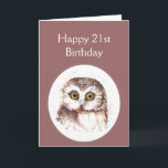 21. Geburtstag der Lieben Sie, niedlicher Karte<br><div class="desc">Glückliche 21. einundzwanzigste niedliche Watercolor-Eule.  Für die denen hat Liebevögel oder -eulen und oder eine Richtung des Spaßes.</div>