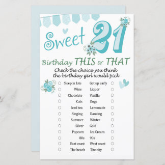 21. Geburtstag Dieses oder jenes Spiel