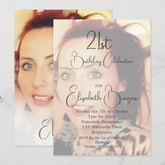 21. Geburtstag Einfaches Elegantes Foto Einladung