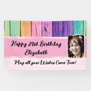 21. Geburtstag Einhornfarben Name Foto pink Banner