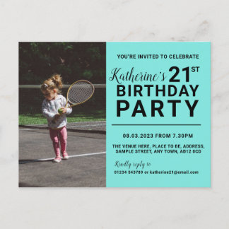 21. Geburtstag Einladung Foto-Karte Cyan Postkarte