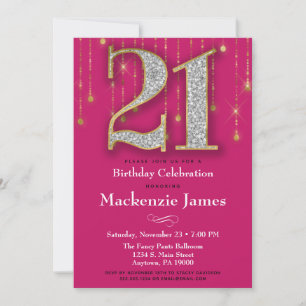 21. Geburtstag Einladung Pink Gold Diamonds Adult