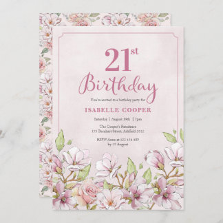 21. Geburtstag Einladung Rosa Bläserin