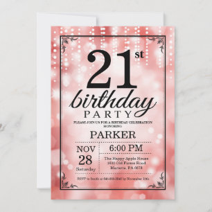 21. Geburtstag Einladung Roter Glitzer