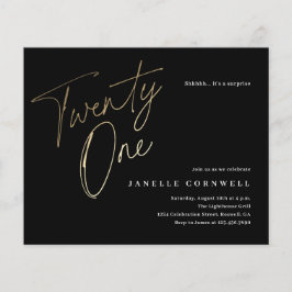 21. Geburtstag Einladung von Budget Black and Gold