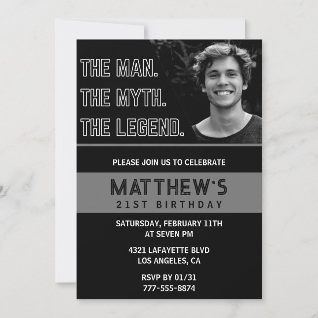 21. Geburtstag Einladungen Der Mann der Legende (Vorderseite)