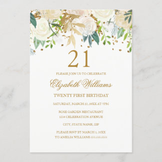 21. Geburtstag Elegant Golflorale Einladung