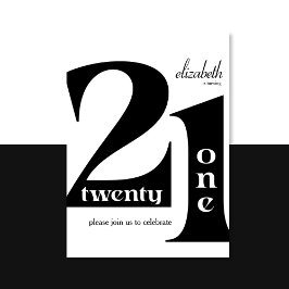 21. Geburtstag Elegante Typografie Geburtstagspart Einladung
